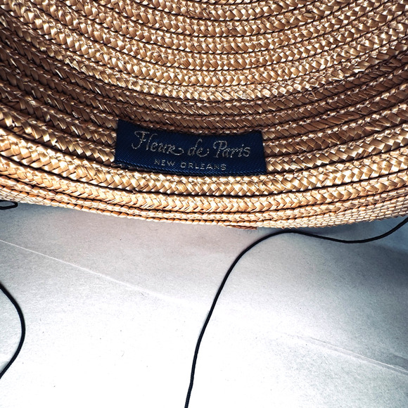Fleur de Paris Straw Boater Fedora Hat Black Ribbon Band French Gatsby Madeline main image 5